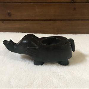 Carved wooden Elephant tea light candle holder